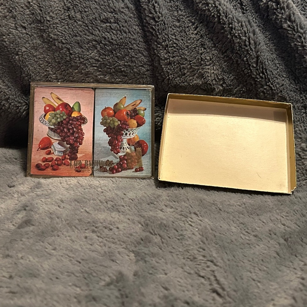😉Bundle Days😉 Vintage Lady Baltimore Plastic Coated 2 Decks Playing Cards Fruit